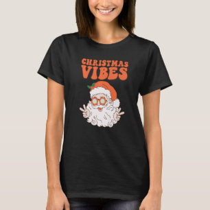 Retro Groovy Kerst Trillingen Schattige Kerstman K T-shirt