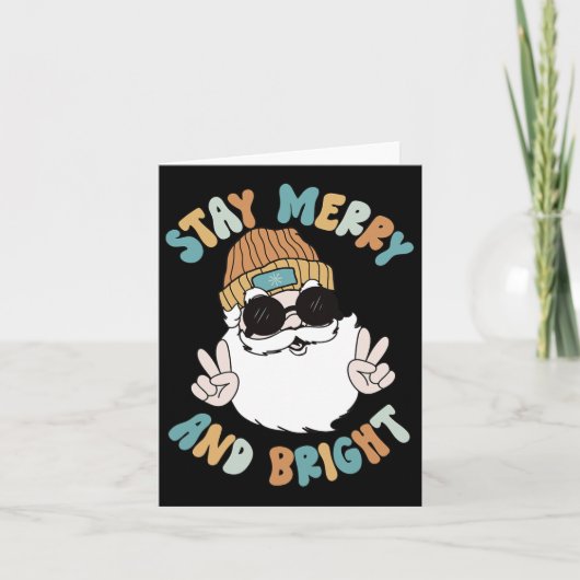 Retro Groovy Kerst Vrolijk verblijf Bright Santa C Kaart (Voorkant)