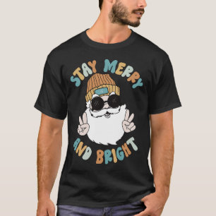 Retro Groovy Kerst Vrolijk verblijf Bright Santa C T-shirt