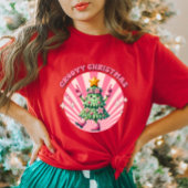 Retro Groovy Kerst Vrouwen T-shirt