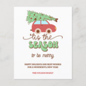 Retro Groovy Kerstboom Auto Dit Het Seizoen (Voorkant)