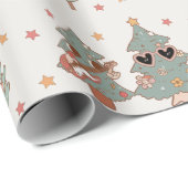 Retro Groovy Kerstboom Hippie Party Cadeaupapier (Rol Hoek)