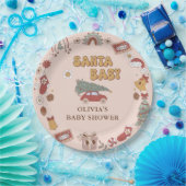 Retro Groovy Kerstboom Santa Baby shower Papieren Bordje (Feest)