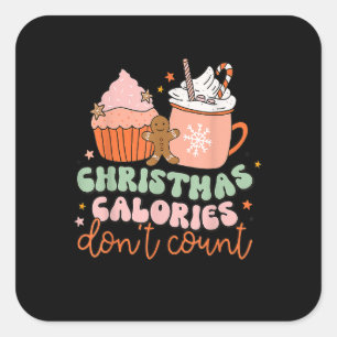 Retro Groovy-kerstcalorieën graaf niet op S Vierkante Sticker