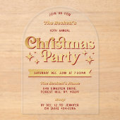 Retro Groovy kerstfeest Acryl Uitnodigingen (Voorkant)