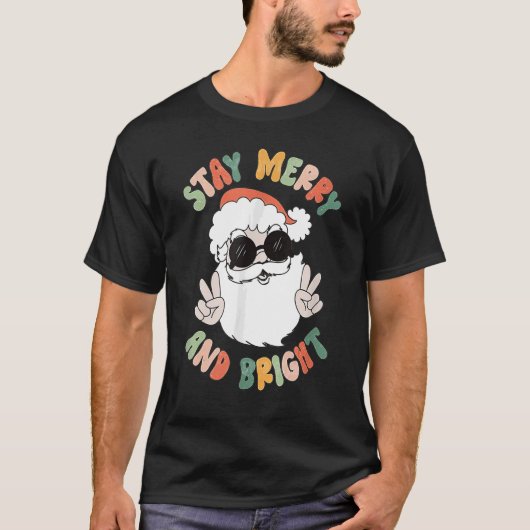 Retro Groovy kerstfeest blijven helder Hippie Cl T-shirt (Voorkant)