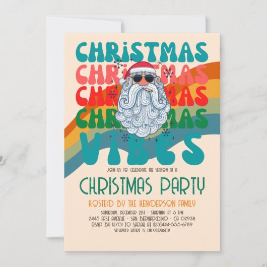 Retro Groovy-kerstfeestdag Kaart (Voorkant)