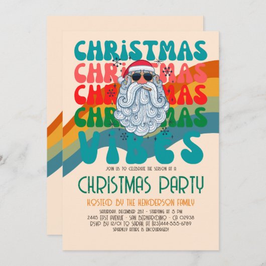 Retro Groovy-kerstfeestdag Kaart (Voorkant / Achterkant)