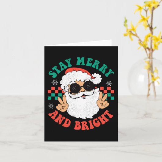 Retro Groovy kerstfeestdrory, opgeruimd Hippie Sa Kaart (Gele Bloem)