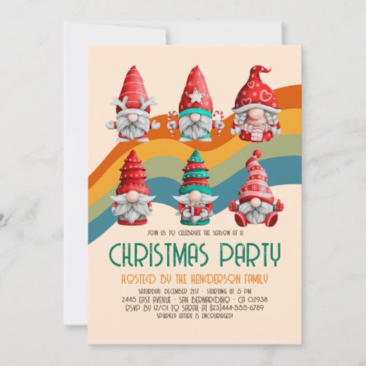 Retro Groovy kerstgrommes Budget Holiday Partij Kaart (Voorkant)