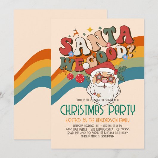 Retro Groovy Kerstkerstfeestdag Kaart (Voorkant / Achterkant)