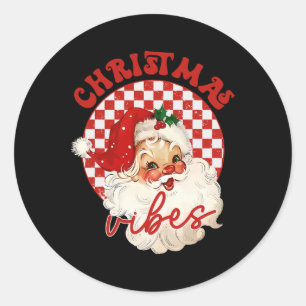 Retro Groovy Kerstman Kersttrends Kinderen T-shirt Ronde Sticker