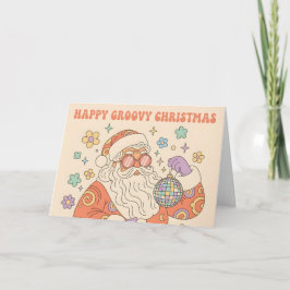 Retro Groovy Kerstman Prettig Kerstfeest Feestdagen Kaart