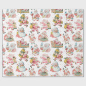 Retro Groovy Kerstman Thema Kerst Cadeaupapier (Vlak)