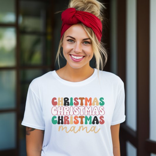 Retro Groovy Kerstmis Mama T-shirt