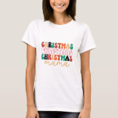 Retro Groovy Kerstmis Mama T-shirt (Voorkant)