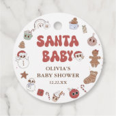 Retro Groovy Kerstmis Santa Baby shower Bedankjes Labels (Achterkant)