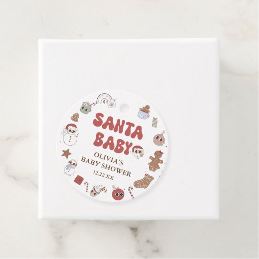 Retro Groovy Kerstmis Santa Baby shower Bedankjes Labels (In situ)