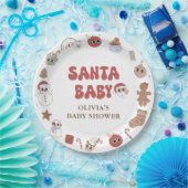 Retro Groovy Kerstmis Santa Baby shower Papieren Bordje (Feest)