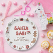 Retro Groovy Kerstmis Santa Baby shower Papieren Bordje (Feest)