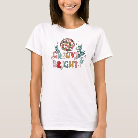 Retro Groovy Kerstmis T-shirt (Voorkant)