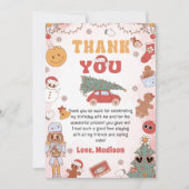 Retro Groovy Kerstmis Verjaardag Dank u kaart (Voorkant)