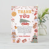 Retro Groovy Kerstmis Verjaardag Dank u kaart (Staand voorkant)