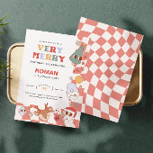 Retro Groovy Kerstmis Verjaardag Kaart