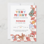 Retro Groovy Kerstmis Verjaardag Kaart (Voorkant)