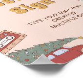 Retro Groovy Kerstmis Verjaardagsfeest Tafelteken Poster (Hoek)