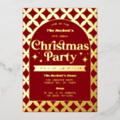 Retro Groovy Kerstvakantie Feest Echte Folie Uitnodiging (Voorkant)