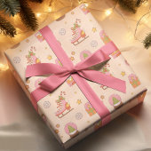 Retro Groovy Kerstvakantie Rollerskates Cadeaupapier