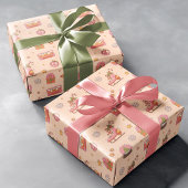 Retro Groovy Kerstvakantie Rollerskates Cadeaupapier