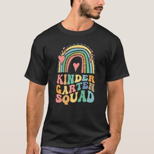 Retro Groovy Kindergarten Crew Kinder Squad Teache T-shirt (Voorkant)