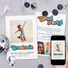 Retro groovy kleur 3 foto Afstudeerder Feest infor Kaart