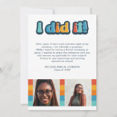 Retro groovy kleur 3 foto Afstuderen aankondiging (Achterkant)