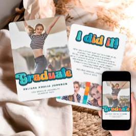 Retro groovy kleur 3 foto Afstuderen aankondiging