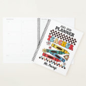 Retro groovy kleurpotloden bloemen dambord leraar planner (Display)