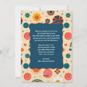 Retro Groovy Kleurrijk 4 Foto Blauw Kerstmis Feestdagenkaart (Achterkant)