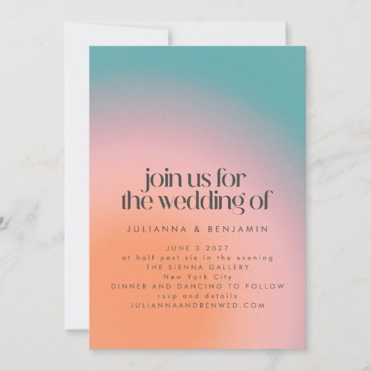 Retro Groovy kleurrijk Blauwgroen roze Oranje huwe Kaart (Voorkant)