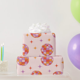 Retro Groovy Kleurrijk Disco Ballen Patroon  Cadeaupapier