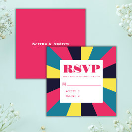 Retro Groovy Kleurrijke Abstracte Regenboog Bruilo Informatiekaartje