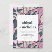 Retro Groovy Kleurrijke Abstracte Unieke Bruiloft Kaart (Voorkant)