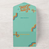 Retro Groovy kleurrijke bruiloft All In One Uitnodiging (Buitenkant)