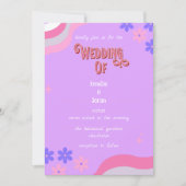 retro groovy kleurrijke bruiloft kaart (Voorkant)