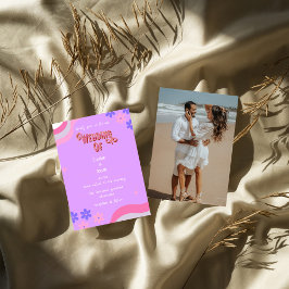 retro groovy kleurrijke bruiloft kaart