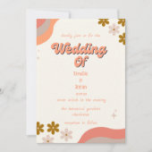 retro groovy kleurrijke bruiloft kaart (Voorkant)