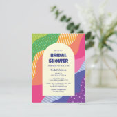 Retro Groovy Kleurrijke Curvy Wavy Vrijgezellenfee Kaart (Staand voorkant)