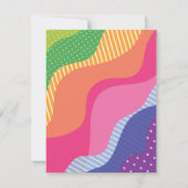 Retro Groovy Kleurrijke Curvy Wavy Vrijgezellenfee Kaart (Achterkant)