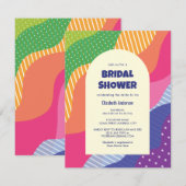 Retro Groovy Kleurrijke Curvy Wavy Vrijgezellenfee Kaart (Voorkant / Achterkant)